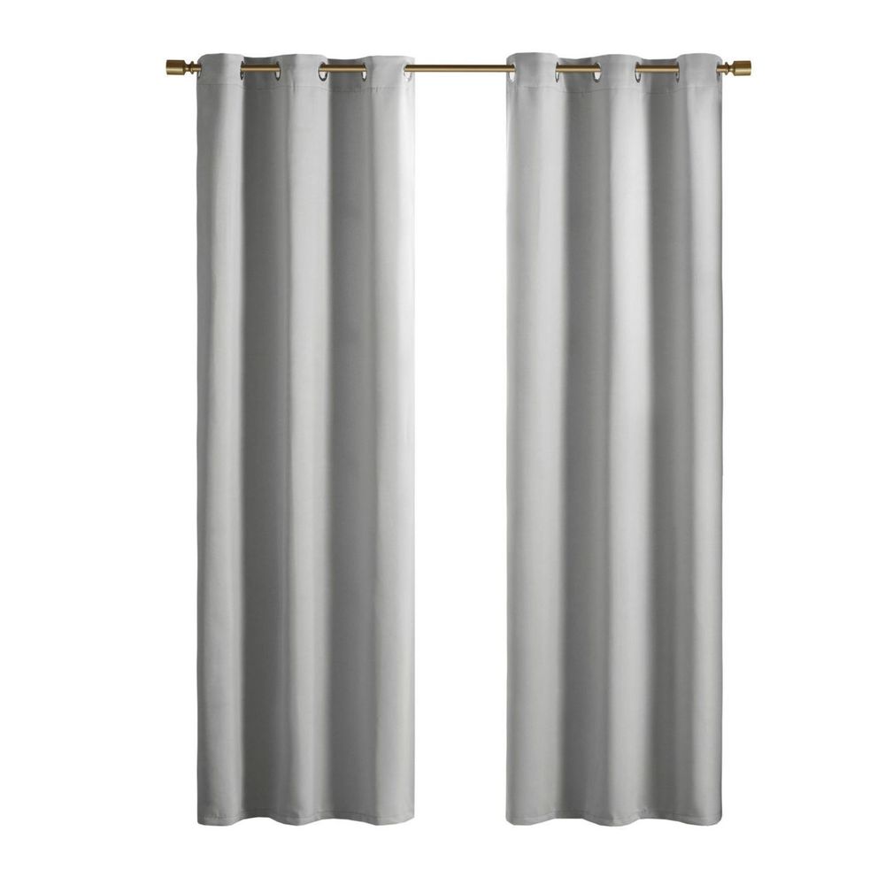 SunSmart 2 Piece Solid Blackout Triple Grommet Top Curtain Panel Pair